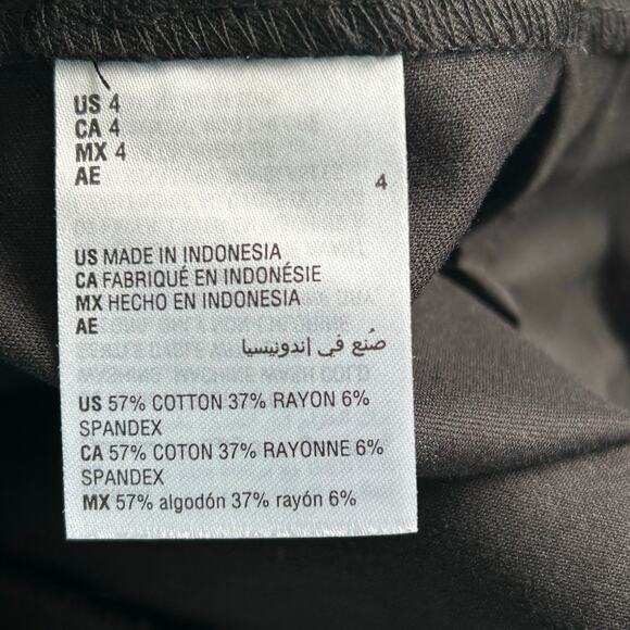 Alfani Trouser Leg Dress Pants Deep Black Silver Tone Circular Belt Buckle Sz 4 - Picture 11 of 16